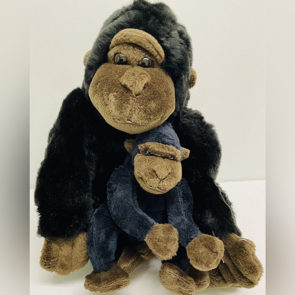 Kohl’s Cares Gorilla Mother & Child Plush Black Brown Soft 10"Seated great shape - Picture 6 of 6